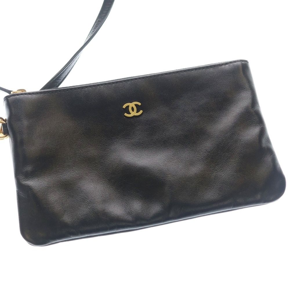 Chanel 22 Large Shoulder Bag Tote Black Shiny Calfskin Gold — view 5
