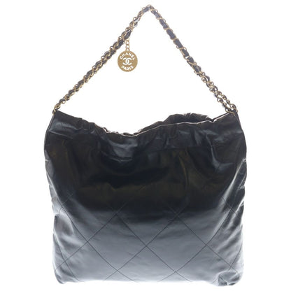 Chanel 22 Large Shoulder Bag Tote Black Shiny Calfskin Gold — view 2