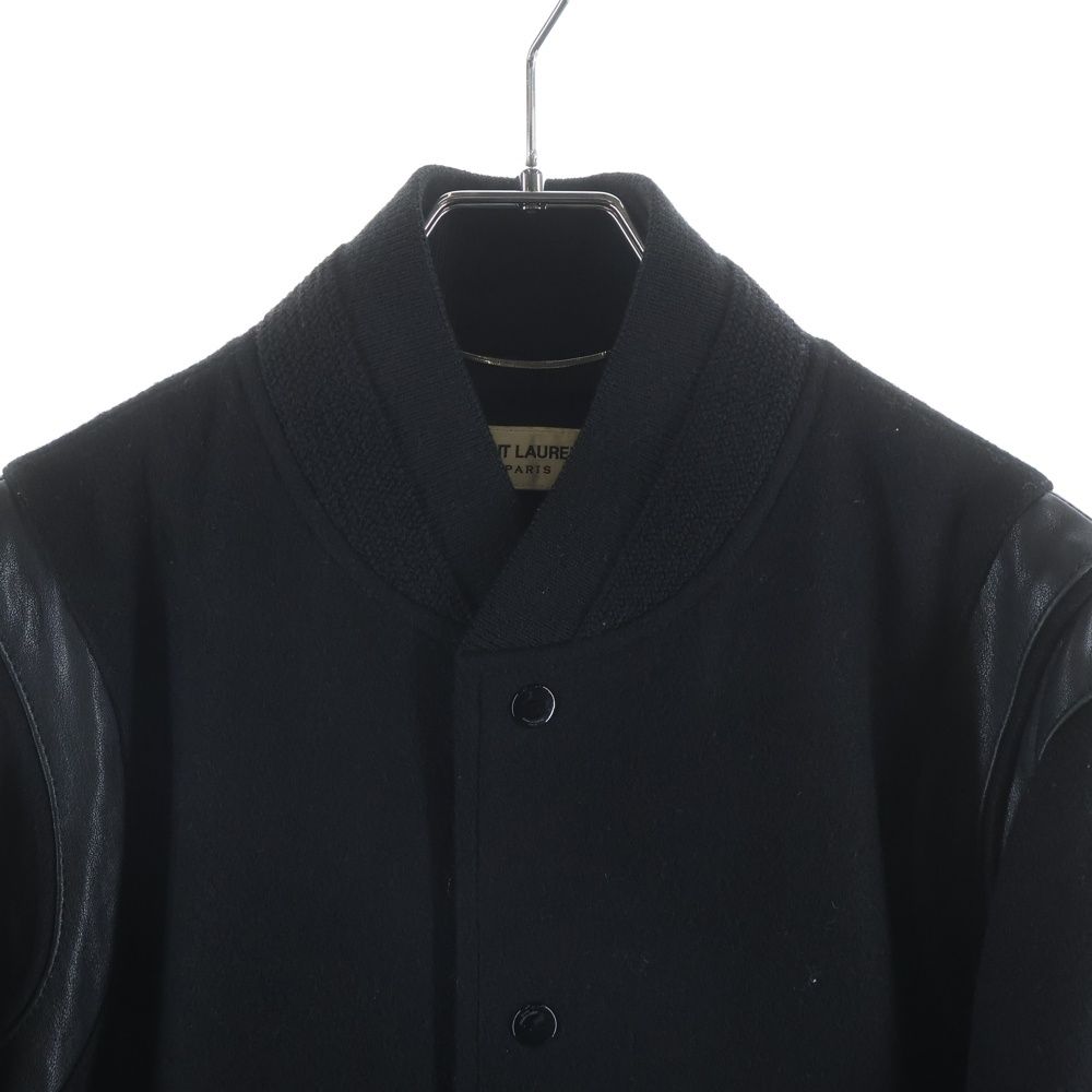 Saint Laurent Paris Teddy Jacket Stadium Bomber Black — view 3