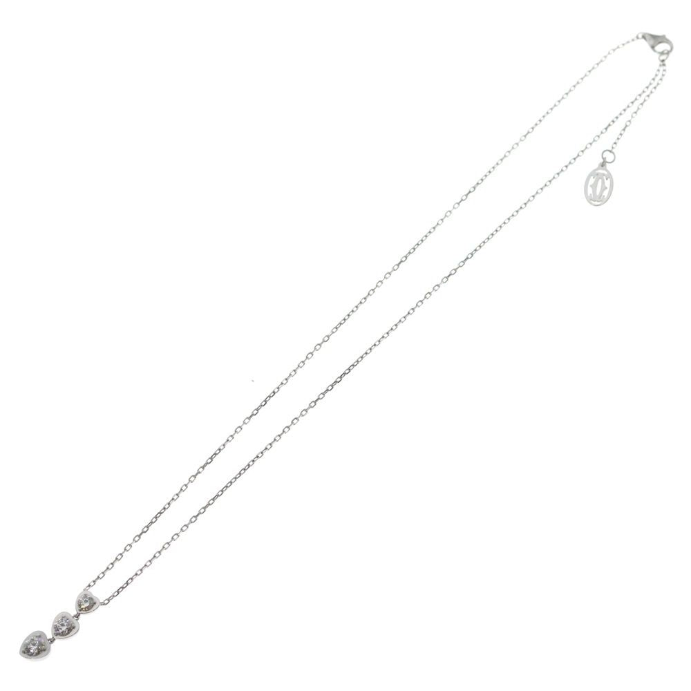 Cartier Heart Motif Diamond Necklace Pendant Chain Silver 18k White Gold — view 2