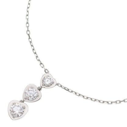 Cartier Heart Motif Diamond Necklace Pendant Chain Silver 18k White Gold
