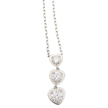 Cartier Heart Motif Diamond Necklace Pendant Chain Silver 18k White Gold — view 3