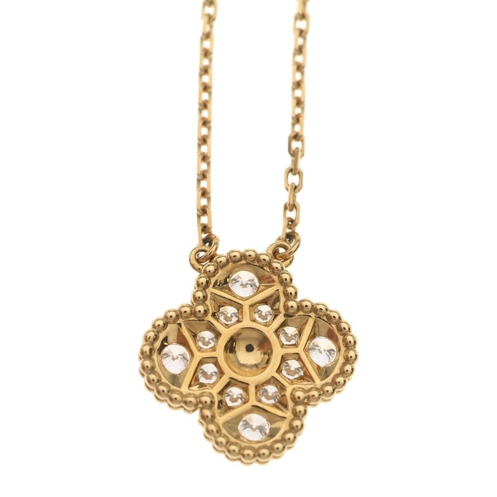 Van Cleef & Arpels Vintage Alhambra Diamond Necklace 18k YG Yellow Gold Pendant — view 5