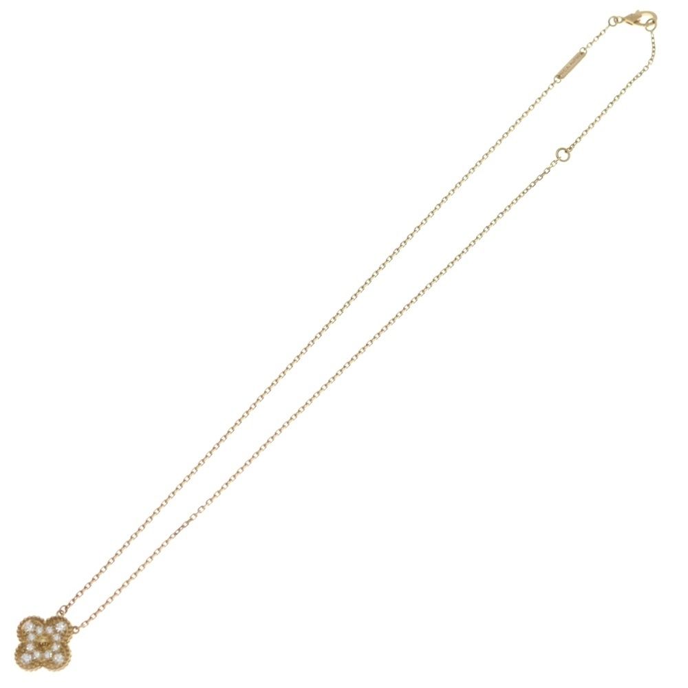 Van Cleef & Arpels Vintage Alhambra Diamond Necklace 18k YG Yellow Gold Pendant — view 2