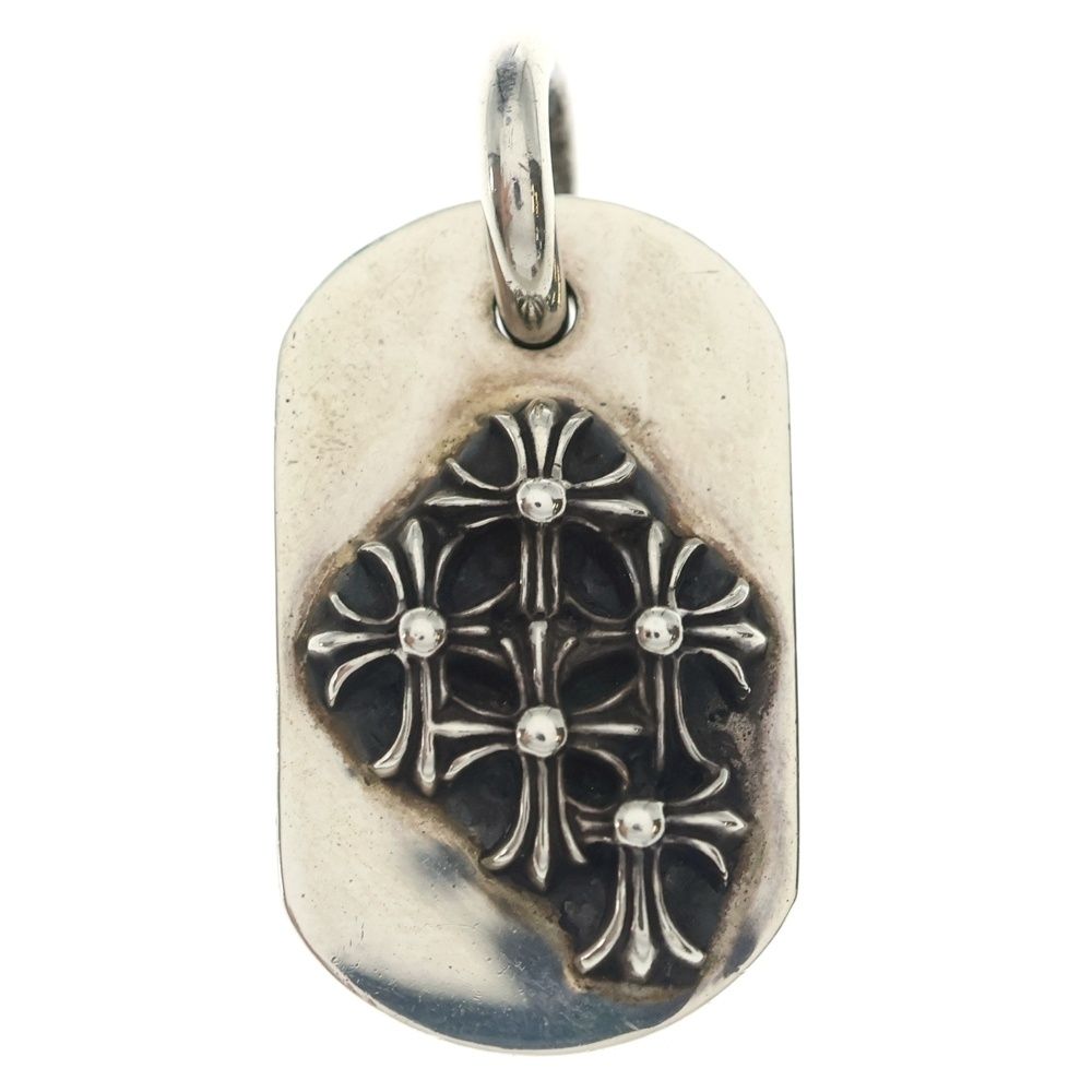 Chrome Hearts Raised Dogtag Charm Silver Necklace Top