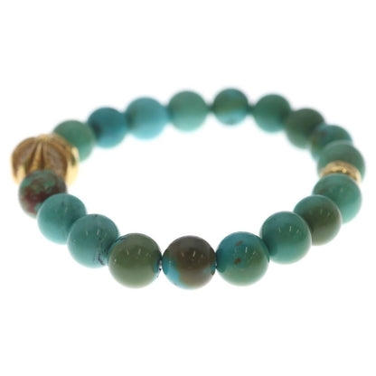 Chrome Hearts 22k 8 mm Beed 8 mm Turquoise Beads Pave Diamond Gold Bracelet — view 4