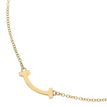 Tiffany & Co T Smile Mini Necklace Pendant Chain Gold
