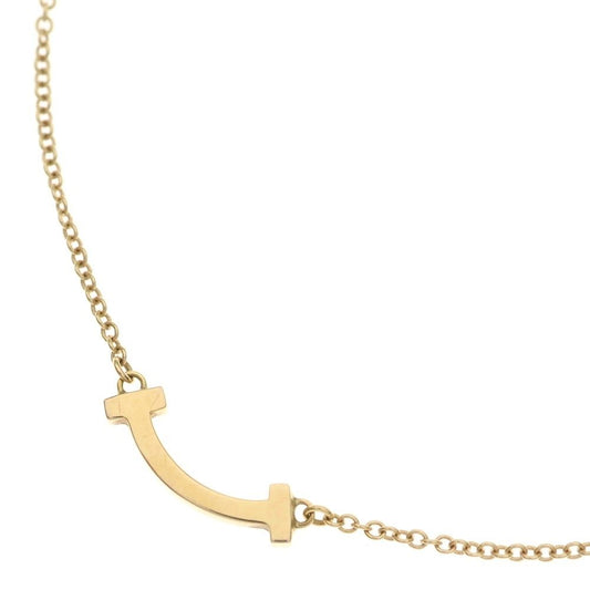 Tiffany & Co T Smile Mini Necklace Pendant Chain Gold