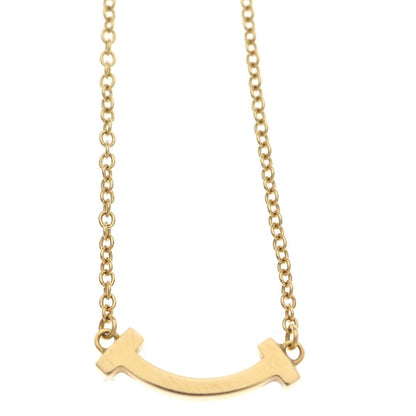 Tiffany & Co T Smile Mini Necklace Pendant Chain Gold — view 3