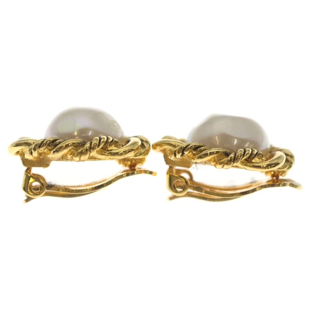 Chanel Faux Pearl Earrings White Gold — view 3