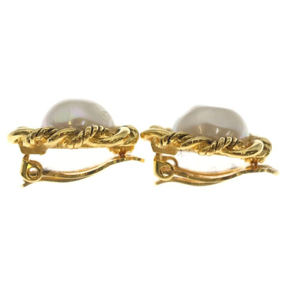 Chanel Faux Pearl Earrings White Gold — view 3