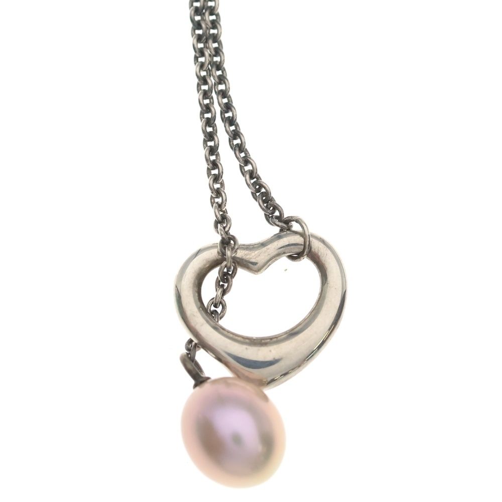 Tiffany & Co Open Heart Lariat Necklace Pendant Chain Silver — view 3