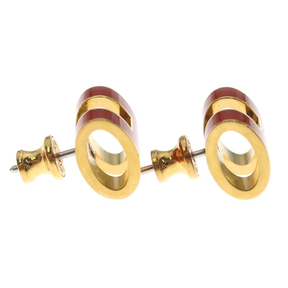 Hermes Pop Logo Earrings Gold Red — view 4