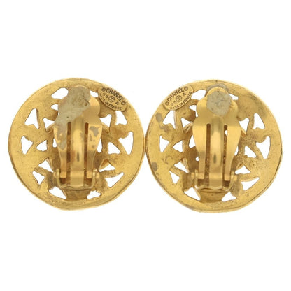 Chanel CC Logo Earrings Round Gold Plated — view 2