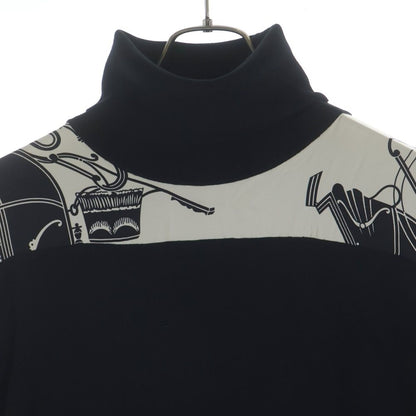 Hermes Soie Decadree Wool Silk Print Turtleneck Knit Sweater Black — view 3