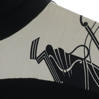 Hermes Soie Decadree Wool Silk Print Turtleneck Knit Sweater Black — view 5