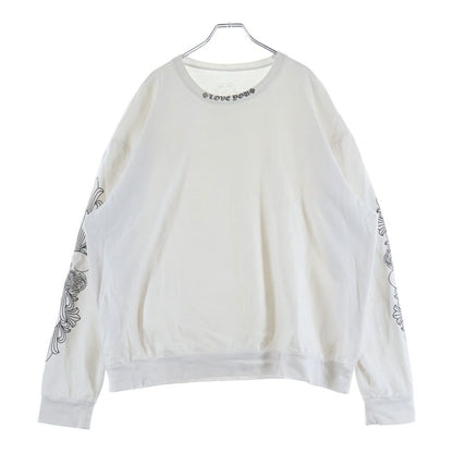 Chrome Hearts Love You Neck Logo Sleeve Floral Print Crew Sweatshirt White