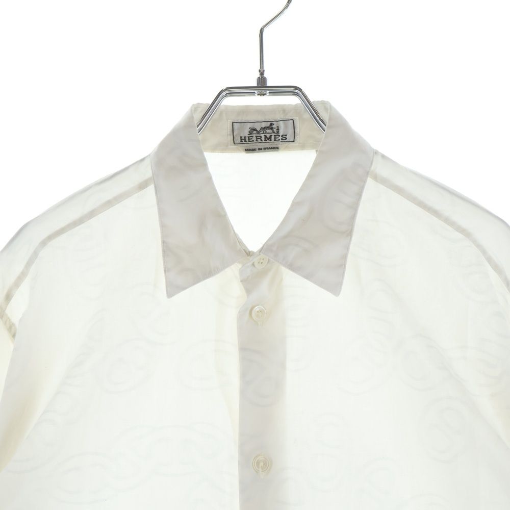 Hermes Chaine D'ancre All Over Pattern Cotton Long Sleeve Shirt White — view 3