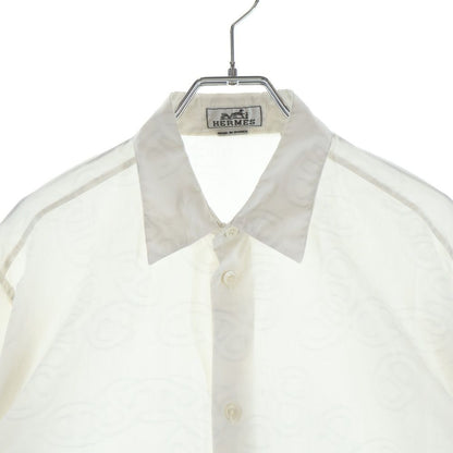 Hermes Chaine D'ancre All Over Pattern Cotton Long Sleeve Shirt White — view 3