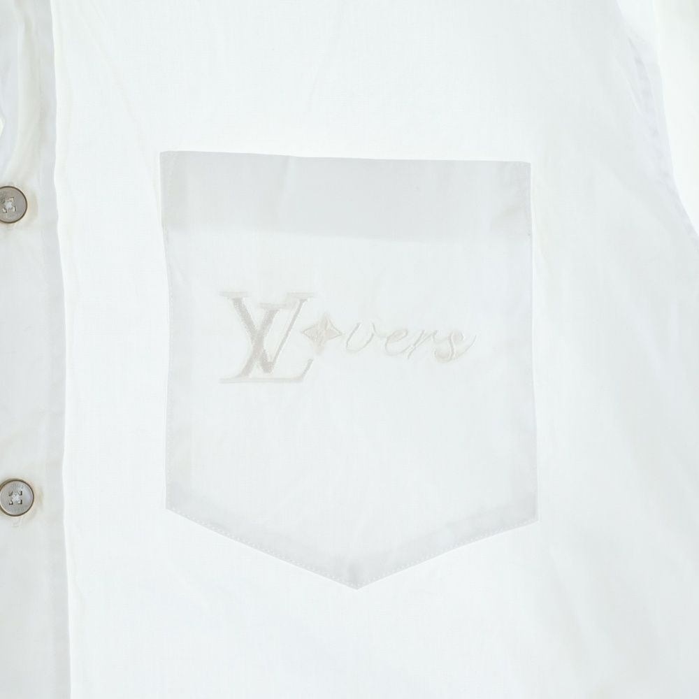 Louis Vuitton LV Logo Embroidery Button Long Sleeve Shirt White MM Jxu — view 4