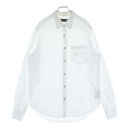 Louis Vuitton LV Logo Embroidery Button Long Sleeve Shirt White MM Jxu