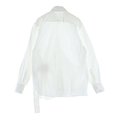 Loewe Draped Shirt Logo Leather Decoration Cotton Long Sleeve White — view 2