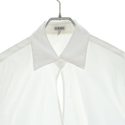 Loewe Draped Shirt Logo Leather Decoration Cotton Long Sleeve White — view 3