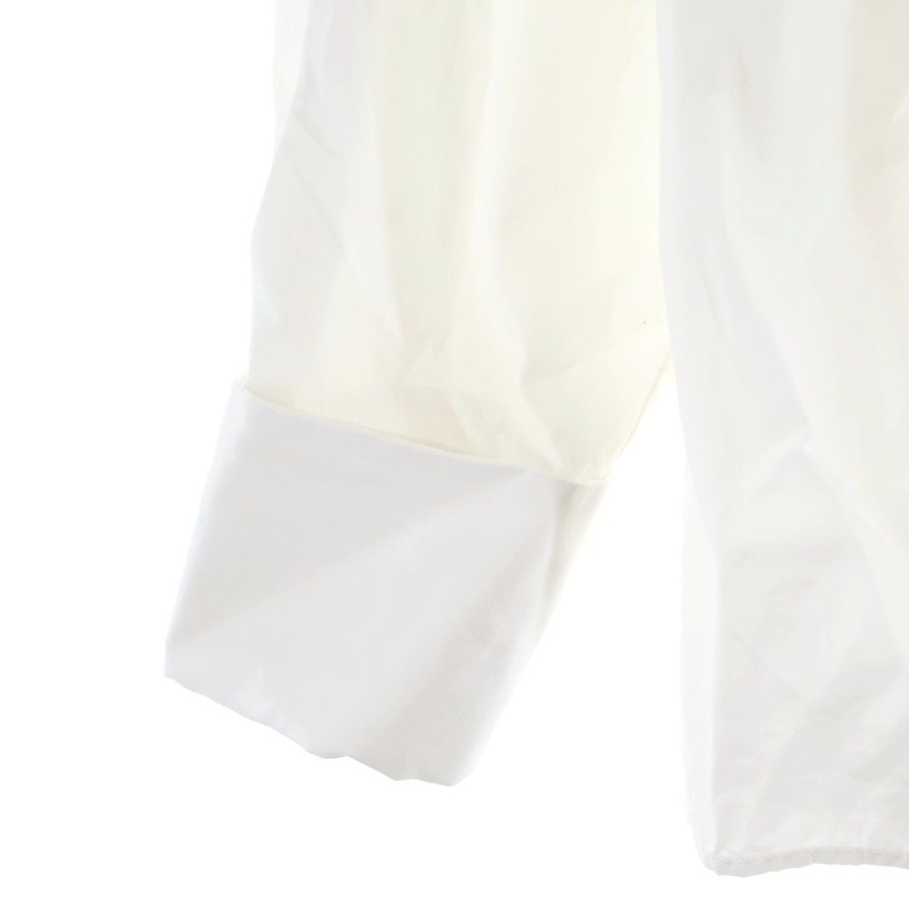 Loewe Draped Shirt Logo Leather Decoration Cotton Long Sleeve White — view 5