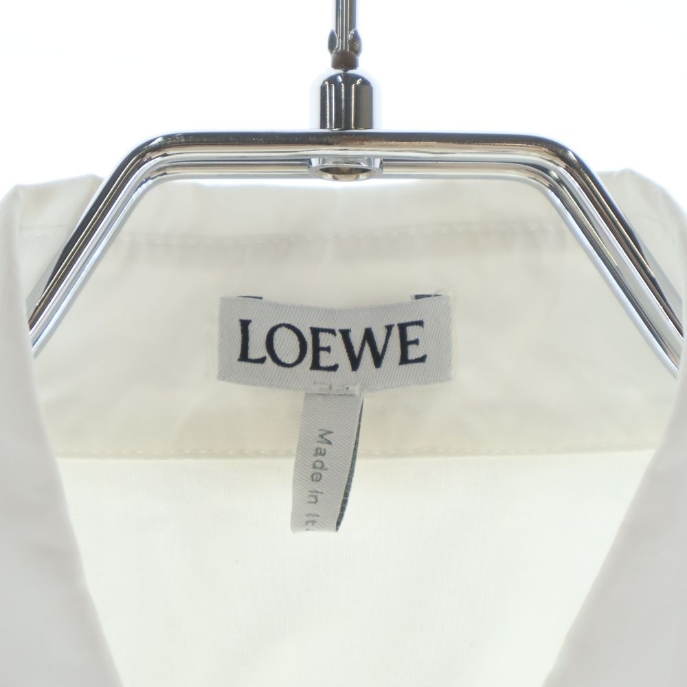 Loewe Draped Shirt Logo Leather Decoration Cotton Long Sleeve White — view 7