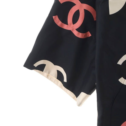 Chanel CC Logo Silk Long Shirt White — view 5