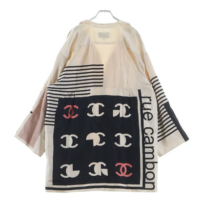 Chanel CC Logo Silk Long Shirt White — view 2