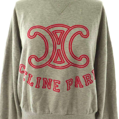 Celine Triumph Locky Print Pullover Sweatshirt XS Gray Red CX — view 4