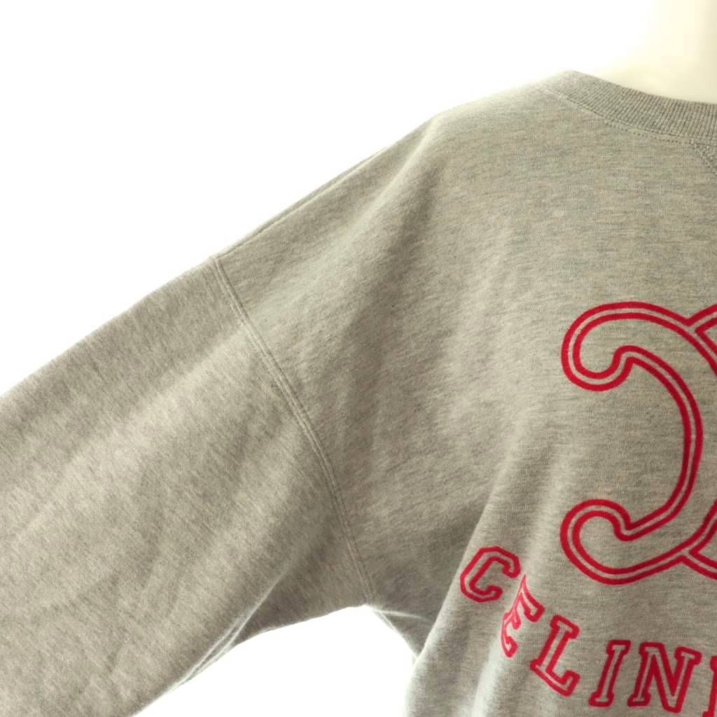 Celine Triumph Locky Print Pullover Sweatshirt XS Gray Red CX — view 5