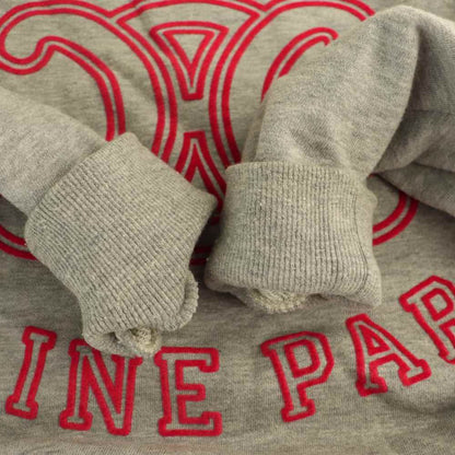 Celine Triumph Locky Print Pullover Sweatshirt XS Gray Red CX — view 7
