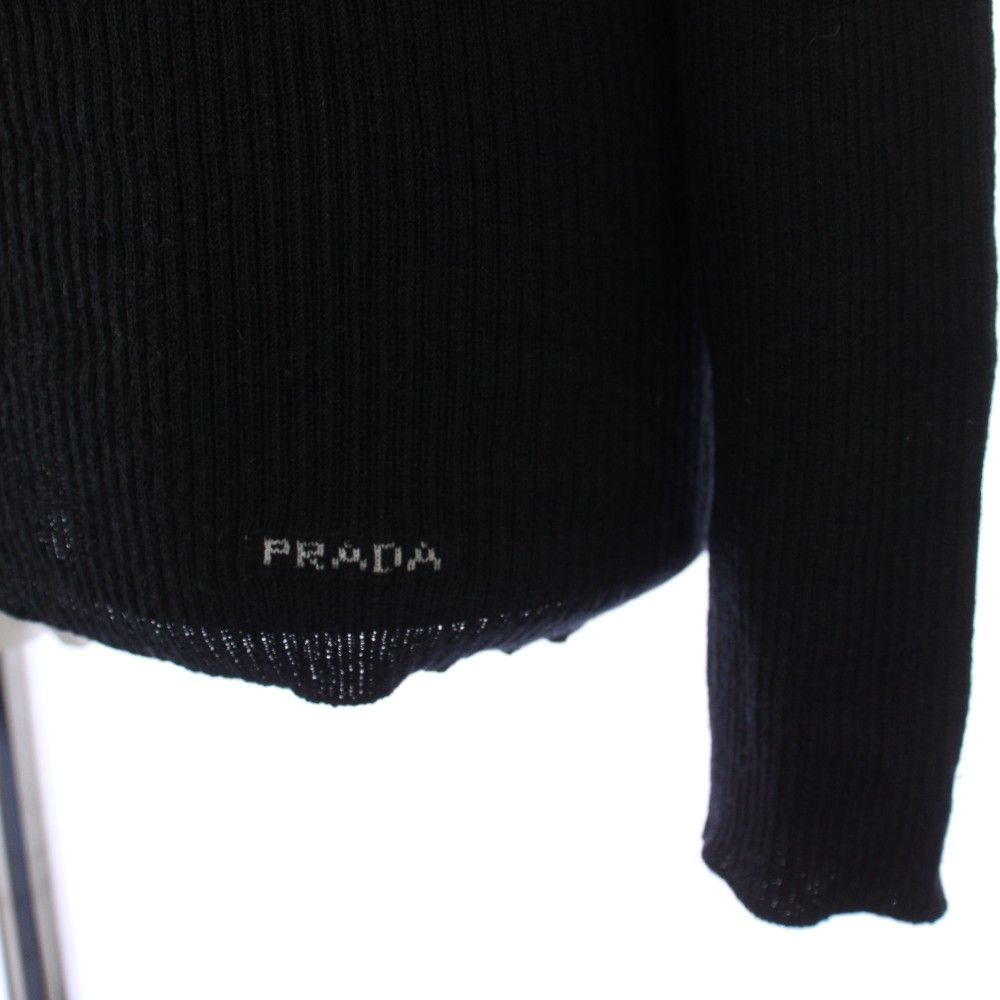 Prada Knit Sweater Silk 40 Black Long Sleeve — view 5
