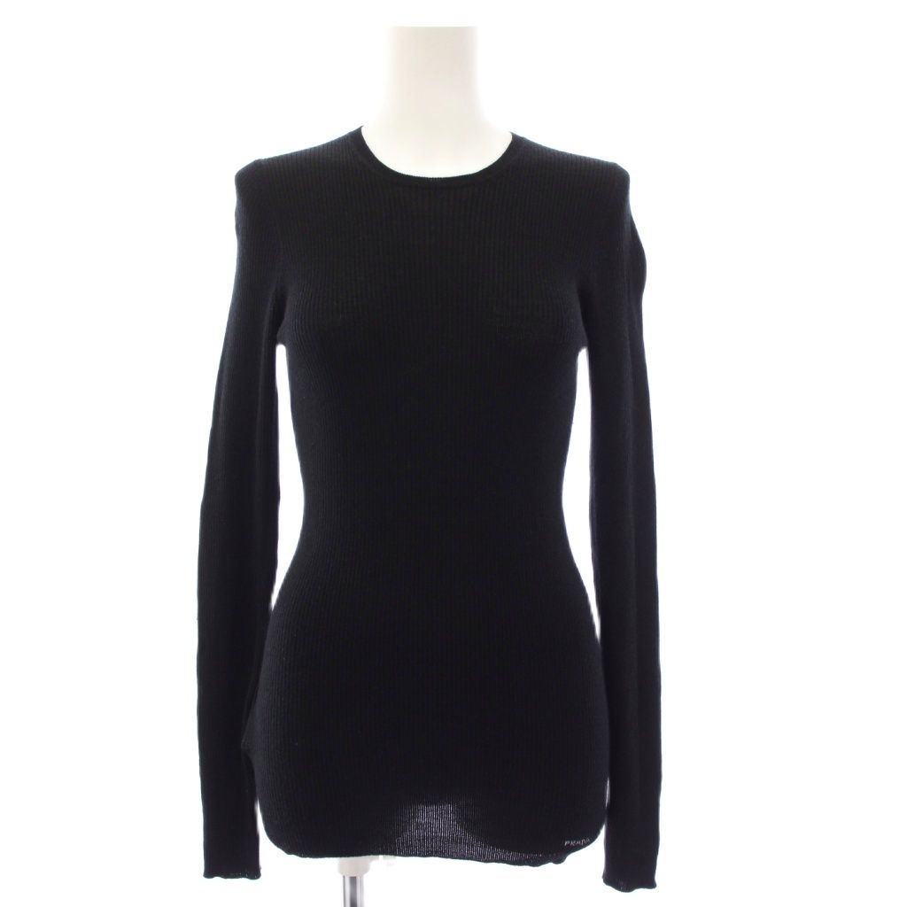 Prada Knit Sweater Silk 40 Black Long Sleeve