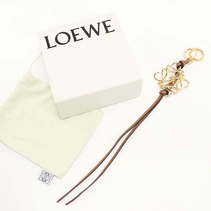 Loewe Anagram Charm Metal Leather Keychain