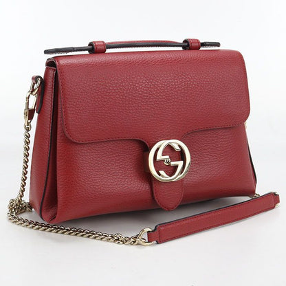 Gucci Chain Interlocking Crossbody Shoulder Bag Leather