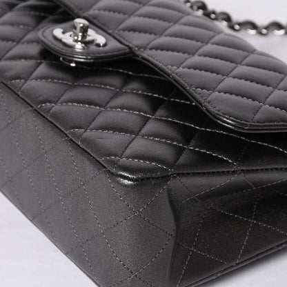 Chanel Quilted 25 Double Flap Chain Shoulder Bag Shine Gray Lambskin Silver — view 8