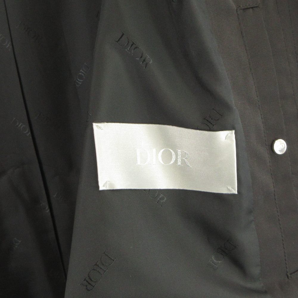 Dior Homme Stainless Steel Coat Long Logo Embroidery Hood Nylon Cotton 48 Black — view 6