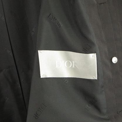 Dior Homme Stainless Steel Coat Long Logo Embroidery Hood Nylon Cotton 48 Black — view 6