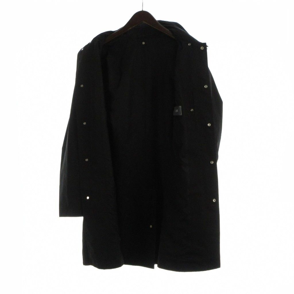 Dior Homme Stainless Steel Coat Long Logo Embroidery Hood Nylon Cotton 48 Black — view 4