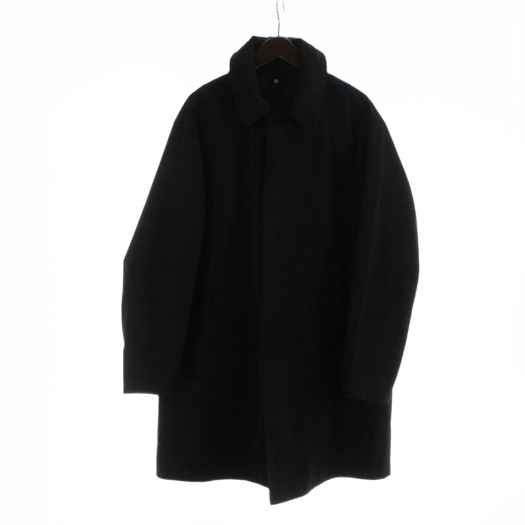 Dior Homme Stainless Steel Coat Long Logo Embroidery Hood Nylon Cotton 48 Black