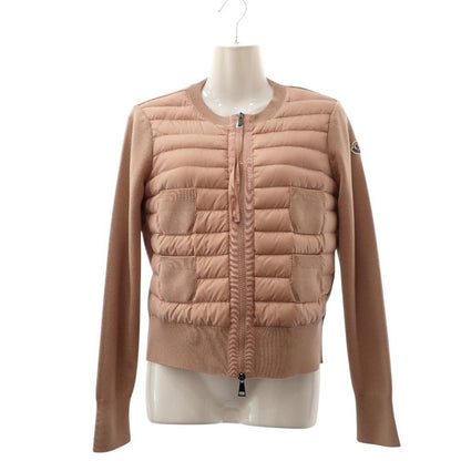 Moncler Down Jacket Contrast Knit Cardigan Tricot XS Wool Nylon 90% Feather 10%