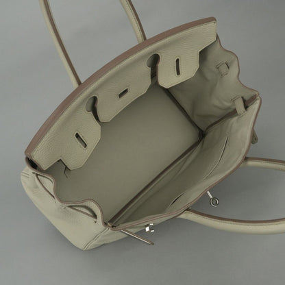 Hermes Birkin 30 Tote Taurillon Clemence Nata Ivory White Silver — view 9