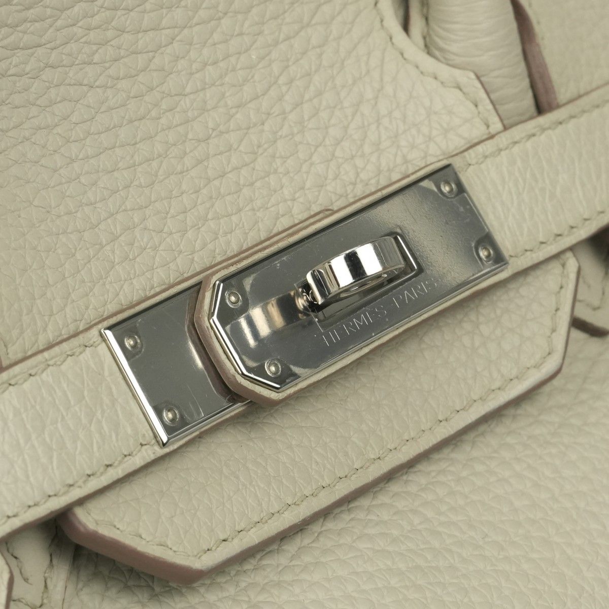 Hermes Birkin 30 Tote Taurillon Clemence Nata Ivory White Silver — view 7