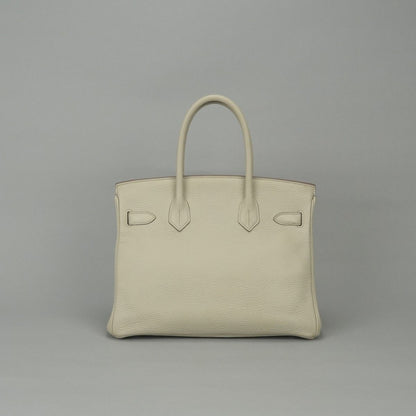 Hermes Birkin 30 Tote Taurillon Clemence Nata Ivory White Silver — view 3