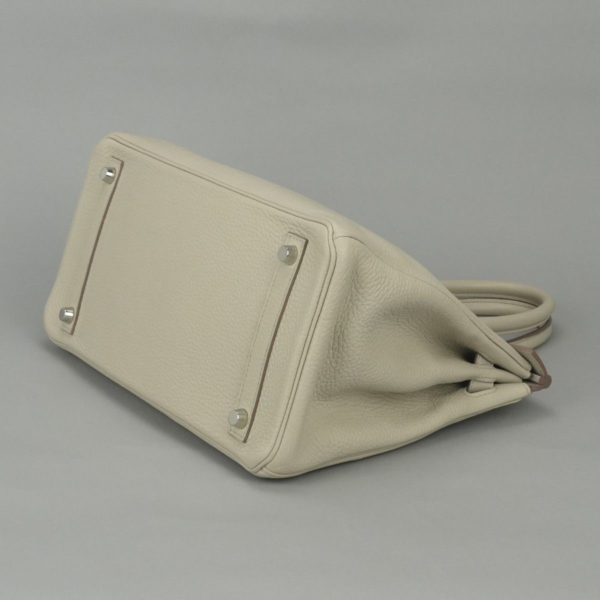 Hermes Birkin 30 Tote Taurillon Clemence Nata Ivory White Silver — view 5