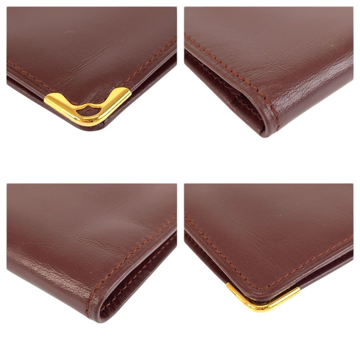 Cartier Must Line Bordeaux Gold Leather Wallet Billfold — view 8