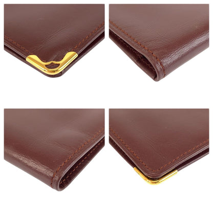 Cartier Must Line Bordeaux Gold Leather Wallet Billfold — view 8